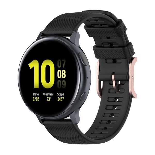 Silikonarmband (20 mm) till Galaxy Watch smartklocka, Svart
