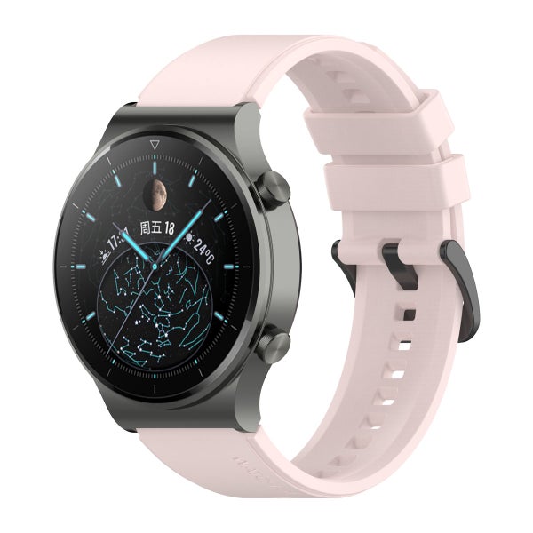 Universal silikonarmband med klassiskt sp&auml;nne (22 mm) f&ouml;r smartklocka, Rosa