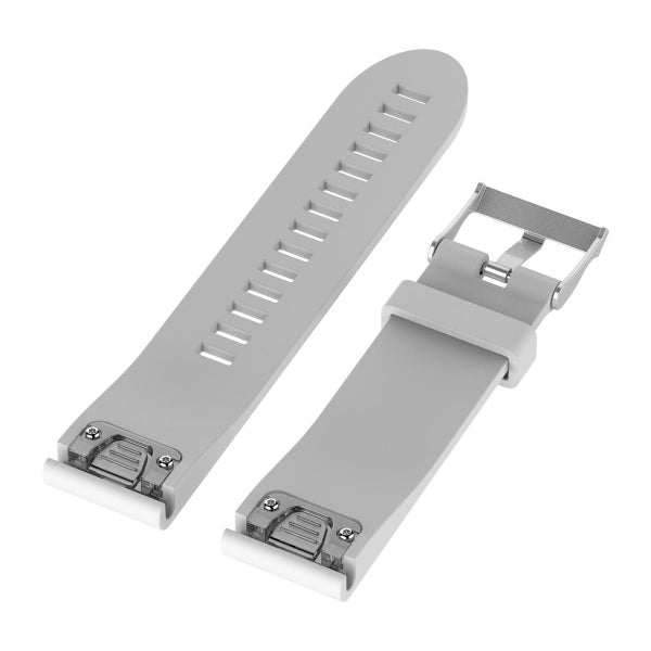 QuickFit silikonarmband (20 mm) f&ouml;r Garmin smartklocka, Vit/silver
