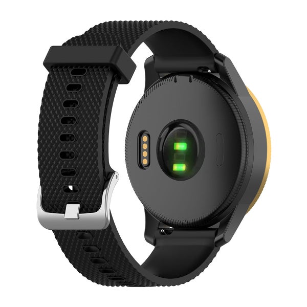 Pr&auml;glat silikonarmband 20 mm f&ouml;r Garmin / Huawei smartklocka, Svart