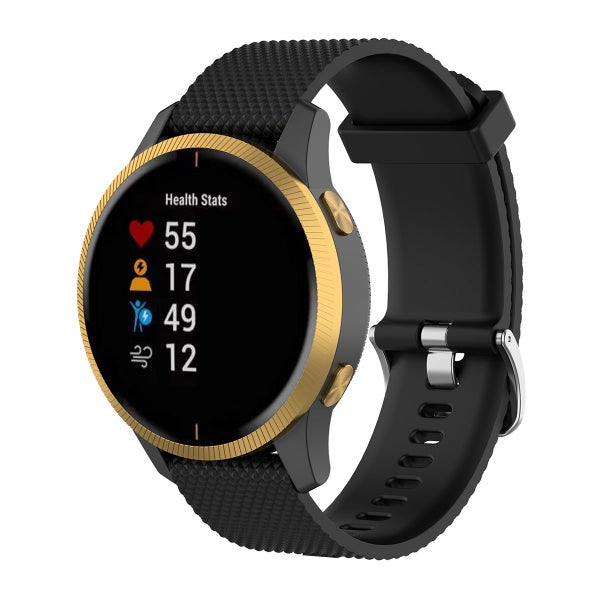 Pr&auml;glat silikonarmband 20 mm f&ouml;r Garmin / Huawei smartklocka, Svart