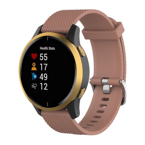 Pr&auml;glat silikonarmband 20 mm f&ouml;r Garmin / Huawei smartklocka, M&ouml;rkbrun