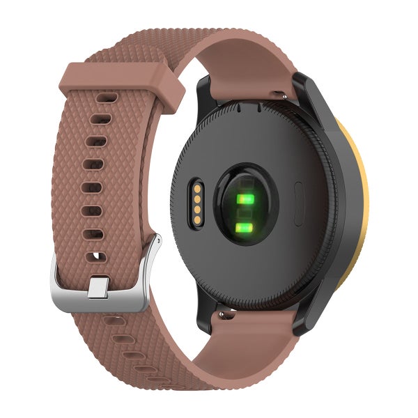 Pr&auml;glat silikonarmband 20 mm f&ouml;r Garmin / Huawei smartklocka, M&ouml;rkbrun