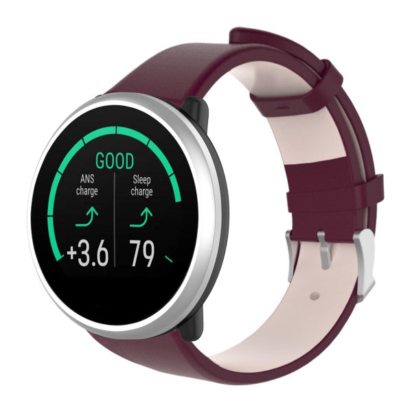 Armband i &auml;kta l&auml;der (20 mm) f&ouml;r Polar smartklocka, Vinr&ouml;d