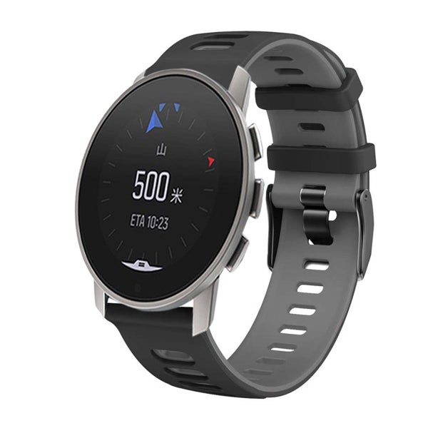 Silikonarmband (22 mm) till Suunto smartklocka, Svart/gr&aring;
