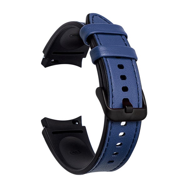 Armband silikon och l&auml;der till Galaxy Watch 20 mm, Bl&aring;