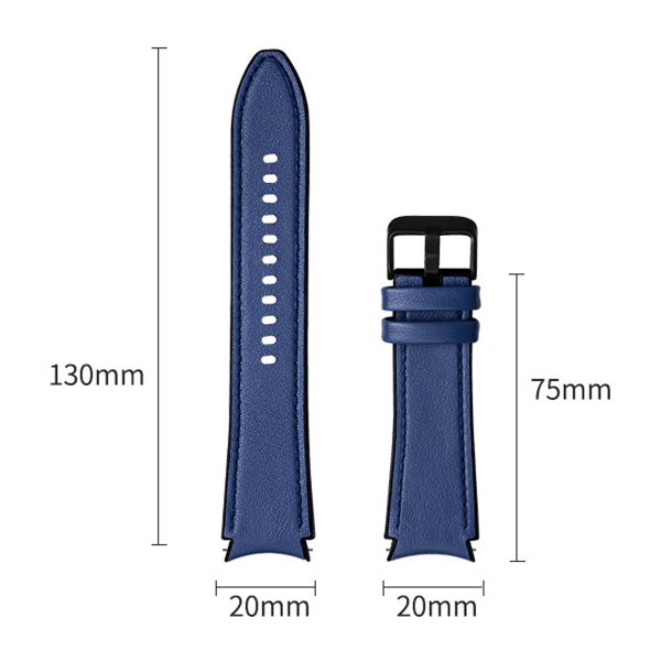 Armband silikon och l&auml;der till Galaxy Watch 20 mm, Bl&aring;
