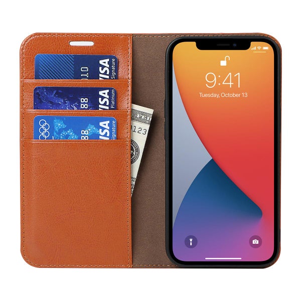 Apple iPhone 13 Pro Pl&aring;nboksfodral, l&auml;der i flera f&auml;rgalternativ