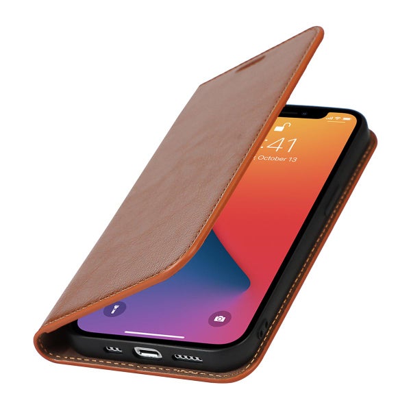 Apple iPhone 13 Pro Pl&aring;nboksfodral, l&auml;der i flera f&auml;rgalternativ