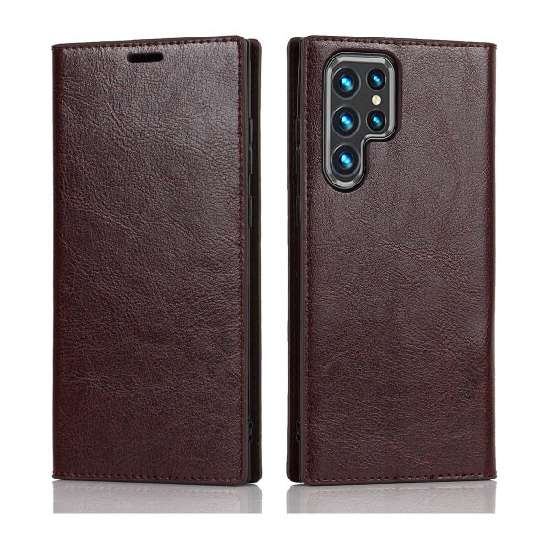 Samsung Galaxy S22 Ultra Pl&aring;nboksfodral, l&auml;der i flera f&auml;rgalternativ