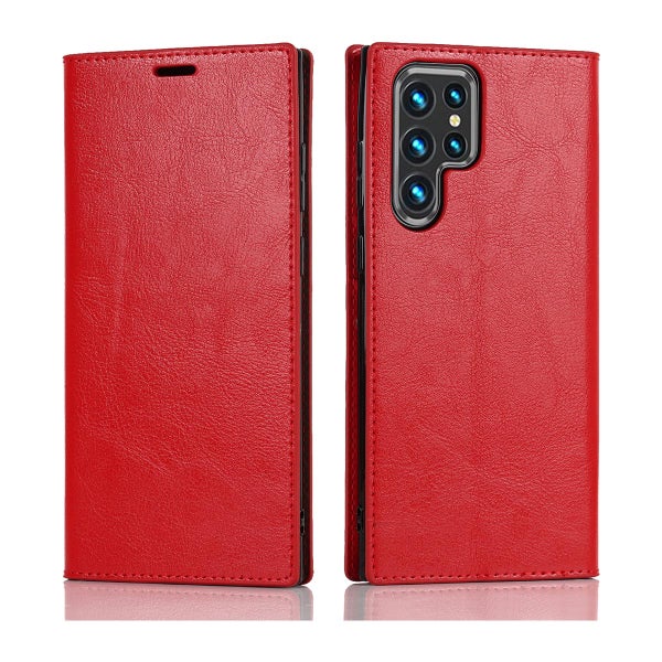 Samsung Galaxy S22 Ultra Pl&aring;nboksfodral, l&auml;der i flera f&auml;rgalternativ