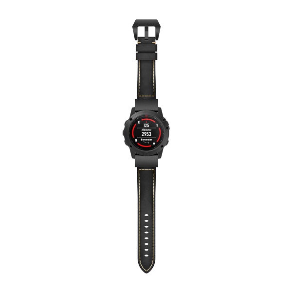 QuickFit l&auml;derarmband (22 mm) f&ouml;r Garmin smartklocka, Svart